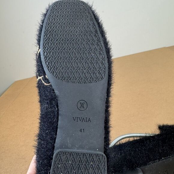 VIVAIA Samantha Square Toe Faux Mink Knit Loafers Womens 9.5 Black Dog Slip On - Picture 9 of 13